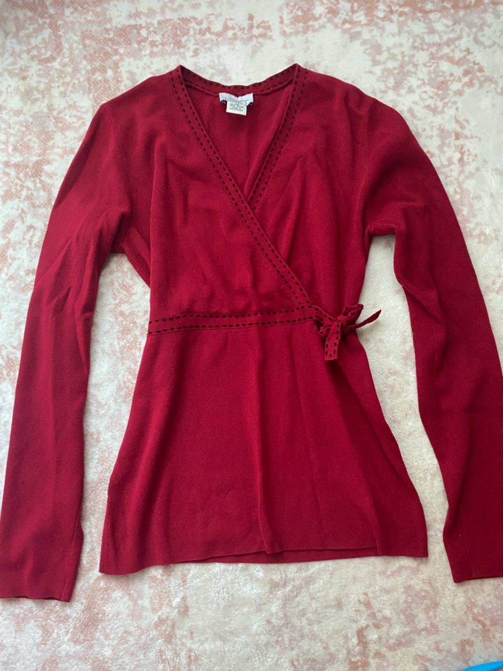 LOFT Red Wrap-Front Knit Babydoll